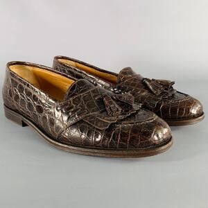 A.TESTONI Size 8.5 Brown Alligator Leather Moccasin Loafers